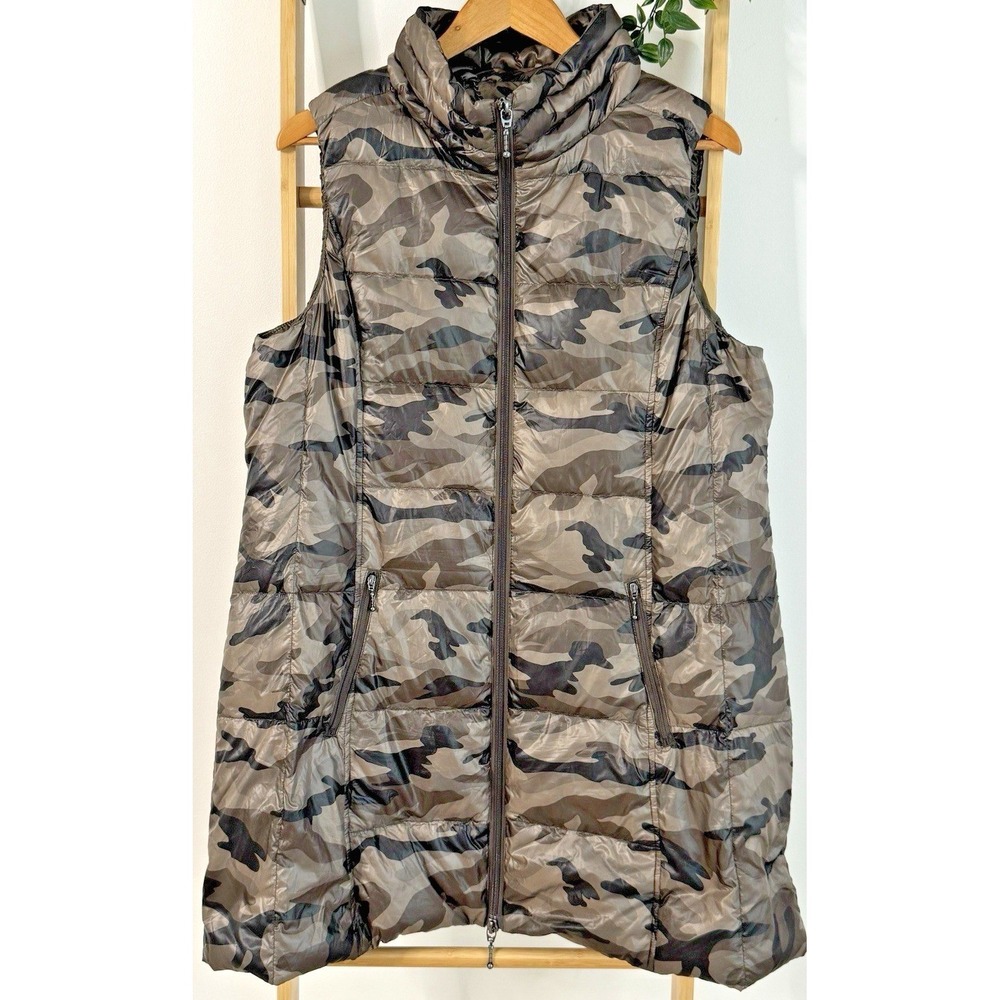 Anorak Women Longline Duck Down Puffer Vest Packable Camo Jacket Size L